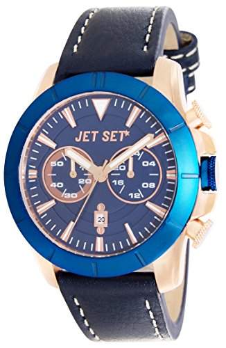 Jet Set - j6339r-333 - Vienna - Armbanduhr - Quarz Chronograph - Zifferblatt Blau Armband Leder braun