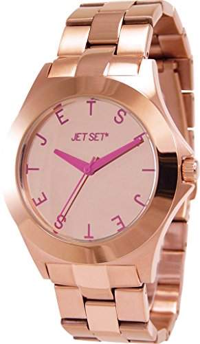Jet Set - j6979r-052 Damen-Armbanduhr - Quarz Analog - Zifferblatt Rosa Armband Stahl Gold