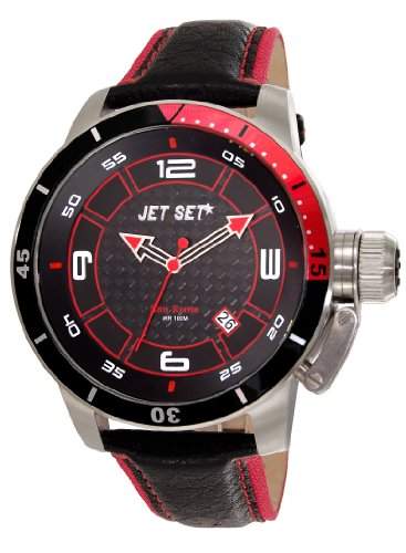 Jet Set - J90101 - 238 - San Remo - Armbanduhr - Quarz Analog - Zifferblatt schwarz Armband Leder schwarz