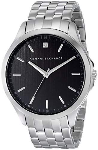 Armani Exchange Herren 47mm Silber Edelstahl Armband & Gehaeuse Uhr AX2158