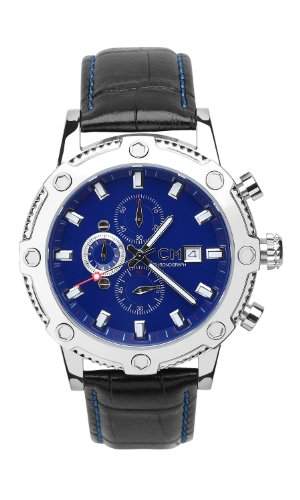 Carlo Monti Herren-Armbanduhr StahlblauLeder CM100-132