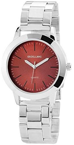 Excellanc Uhr womens watch Damenuhr mit Edelstahlarmband Armbanduhr Uhr Rot 180525000028