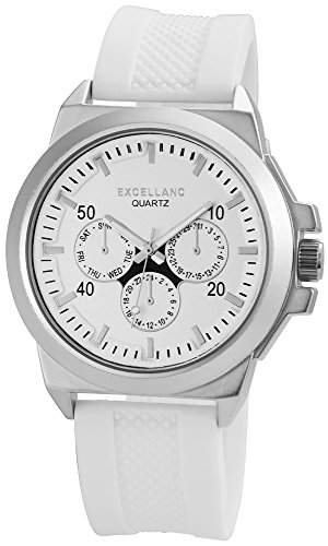 Excellanc Herrenuhr mit Silikonarmband Armbanduhr Uhr Silber 225622600019