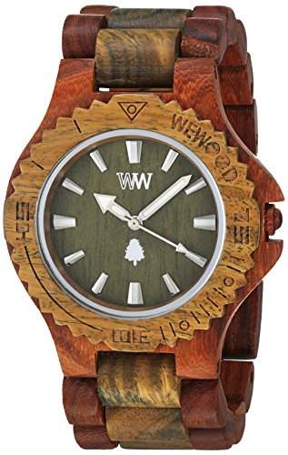 Wewood Herren-Armbanduhr Date Analog Quarz One Size, gruen, braungruen