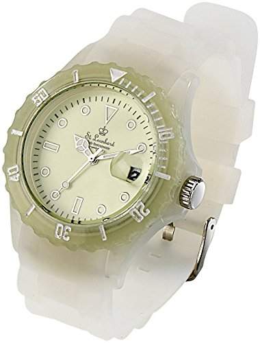 St Leonhard Sportliche Silikon-Quarz-Armbanduhr, Lupen-Mineralglas, nachleuchtend