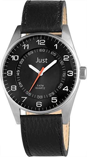 Just Watches Herren-Armbanduhr XL Analog Quarz Leder 48-S10303BK