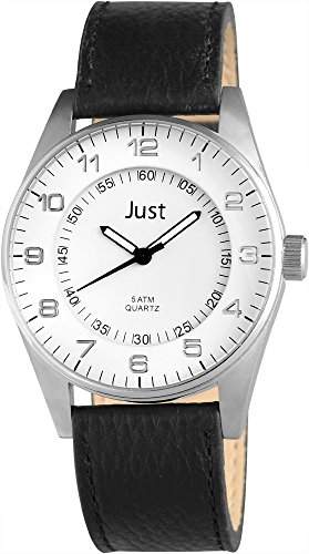 Just Watches Herren-Armbanduhr XL Analog Quarz Leder 48-S10303BK-WH