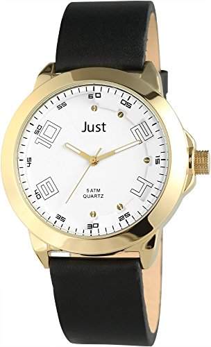 Just Watches Herren-Armbanduhr XL Analog Quarz Leder 48-S10314GD-WH
