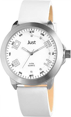 Just Watches Herren-Armbanduhr XL Analog Quarz Leder 48-S10314ST-WH