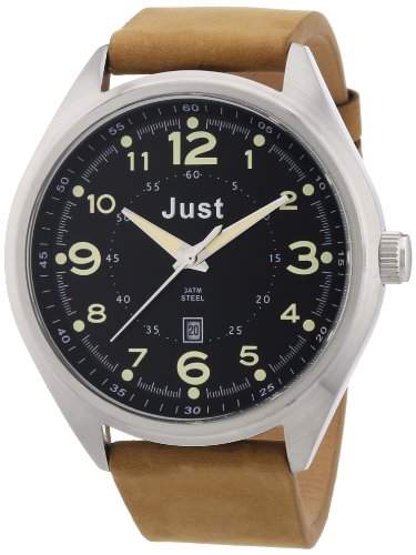 Just Watches Herren-Armbanduhr XL Analog Quarz Leder 48-S1231-BK