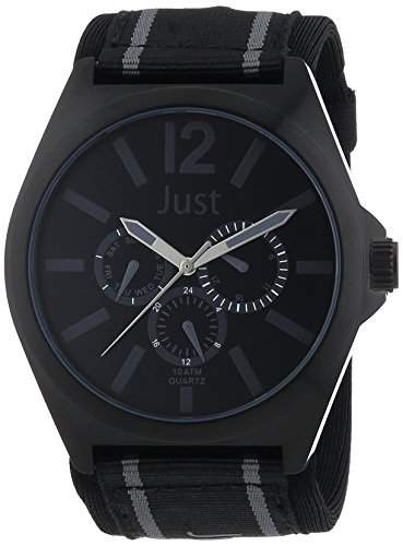 Just Watches Herren-Armbanduhr XL Analog Quarz Textil 48-S3927BK-BK
