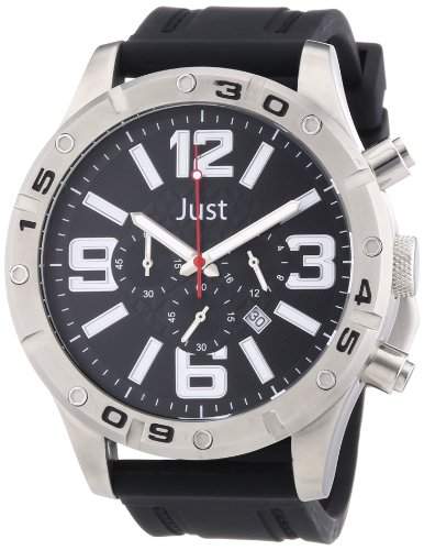 Just Watches Herren-Armbanduhr XL Analog Quarz Kautschuk 48-S3978-BK