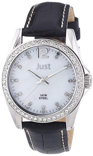 Just Watches Damen-Armbanduhr Analog Quarz Leder 48-S8194WH-BK