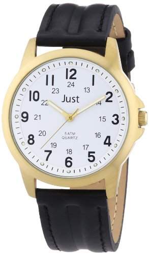 Just Watches Herren-Armbanduhr XL Analog Quarz Leder 48-S9227G-WH-GD