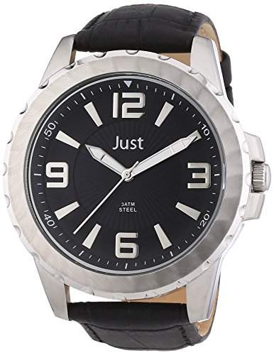 Just Watches Herren-Armbanduhr XL Analog Quarz Leder 48-S9312-BK