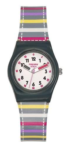 Trendige kiddy-kl - 248 Maedchen-Armbanduhr Analog Quarz Weiss Kunststoff Gurt mehrfarbig Zifferblatt