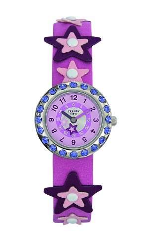 Trendy Kiddy Maedchen-Armbanduhr Analog Leder violett KL153