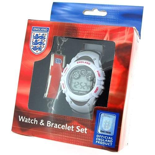 ENGLAND BM15 England Wappen Geschenkset fuer Jungen mit Chronometer und ID-Armband