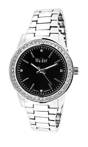 Mador Damen-Armbanduhr Analog Quarz in SilberSchwarz - MAW1208