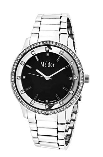Mador Damen-Armbanduhr Analog Quarz in SilberSchwarz - MAW1211
