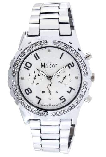 Mador Damen-Armbanduhr Analog Quarz in SilberWeiss - MAW1222
