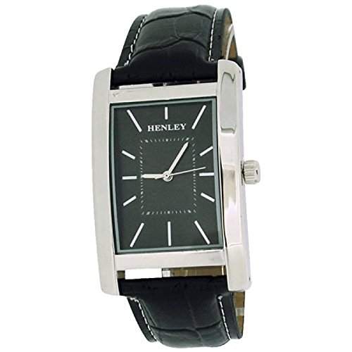 Analoge HENLEY Herren Armbanduhr mit texturiertem Ziffernblatt sowie Kroko-Effekt Armband H01011