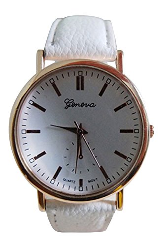 Armbanduhr Geneva Damen Einfaches Rundes Zifferblatt Armbanduhr Weiss