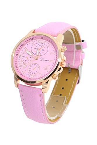 Armbanduhr Geneva Unisex Kunstleder Armbanduhr rosa