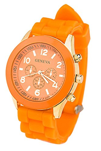 Armbanduhr GENEVA Unisex Silikon Gelee Gel Quarz Analoge Sport Armbanduhr Orange
