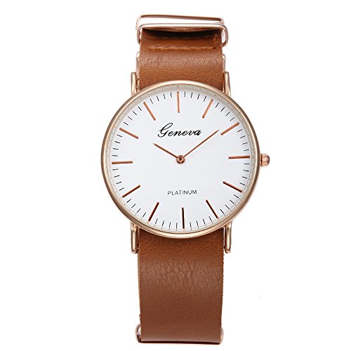 Coo Uhren Damen Casual Business Style Schnalle Schliesse Quarz Handgelenk Uhren mit PU Leder band brown