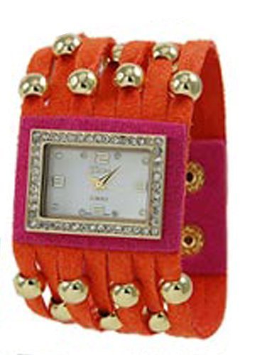 Designer inspiriert Color Block Leder watch orange