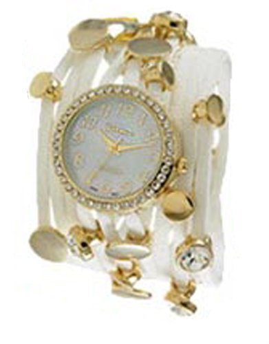 Geneva Drei String Wrap Armbanduhr Gold Weiss