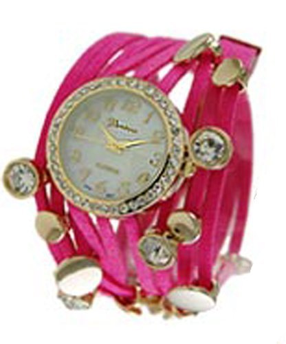 Geneva Drei String Wrap Armbanduhr Hot Pink