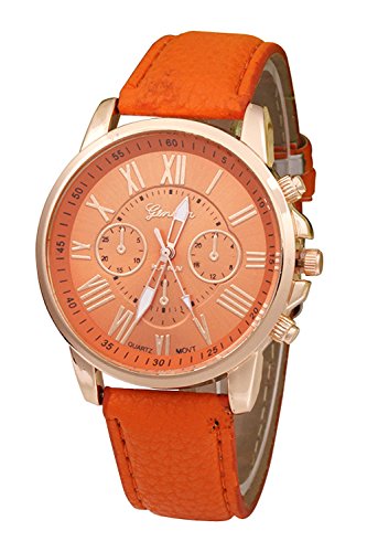 Geneva Kunstleder Armband Armbanduhr orange