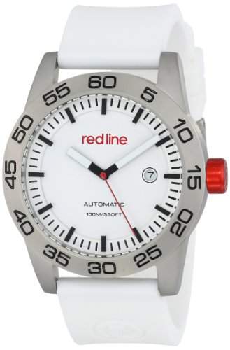 Red Line Mileage Herren 45mm Automatikwerk Kautschuk Armband Uhr 50045-02-WH-ST
