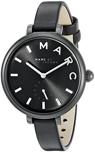 Marc Jacobs Sally 36mm Armband Leder Schwarz Gehaeuse Edelstahl Quarz Analog MJ1417