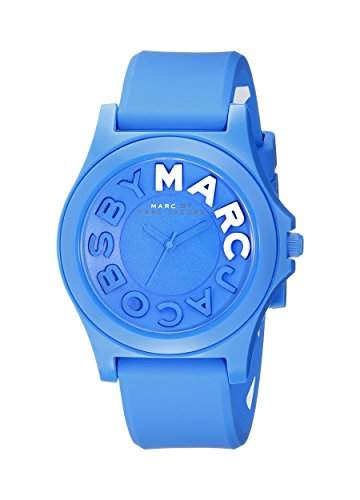 Marc Jacobs Damen 39mm Blau Silizium Armband Plastik Gehaeuse Uhr MBM4024