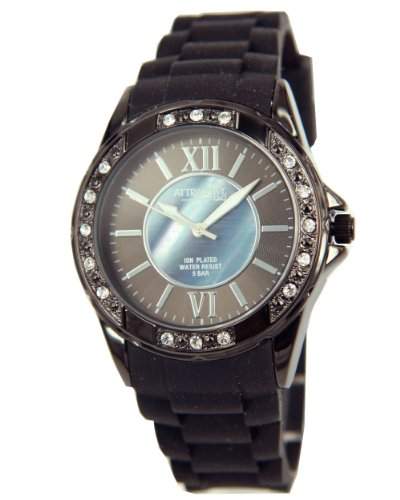 Q&Q Attractive Damen Uhr DA17J502 schwarz mit Silikon armband Analog