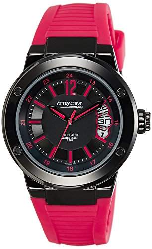 Q&Q Attractive Herren Uhr DA40J522 rot mit Silikon armband Analog Datum
