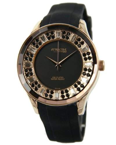Q&Q Attractive Damen Uhr DB31J102 schwarz mit Silikon armband Analog