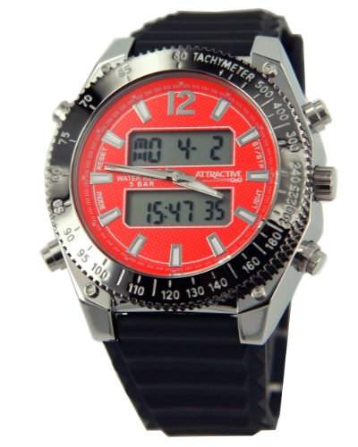 Q&Q Attractive Herren Uhr DE00J312 schwarz mit Silikon armband Analog Digital