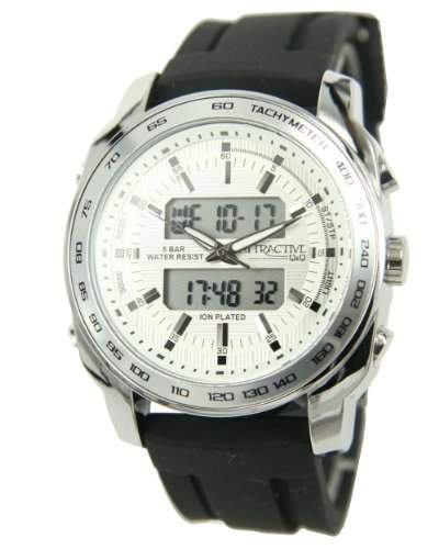 Q&Q Attractive Herren Uhr DE06J301 schwarz mit Silikon armband Analog Digital
