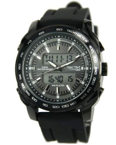 Q&Q Attractive Herren Uhr DE06J502 schwarz mit Silikon armband Analog Digital