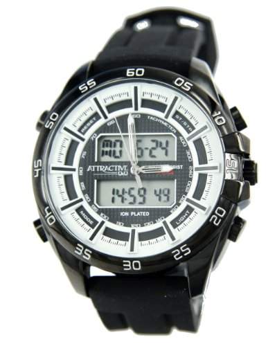 Q&Q Attractive Herren Uhr DE08J522 schwarz mit Silikon armband Analog Digital