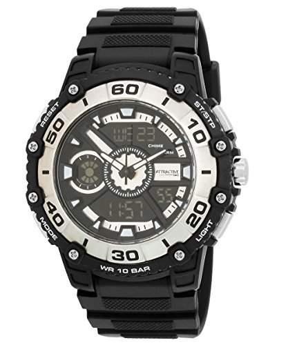 Q&Q Attractive Herren Uhr DE10J302 schwarz mit Plastik armband Analog Digital