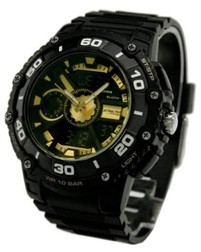 Q&Q Attractive Herren Uhr DE10J502 schwarz mit Plastik armband Analog Digital
