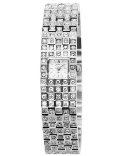 Q&Q Grandeux Damenuhr mit Silberfarbiges armband Analog Quarz Y039-201