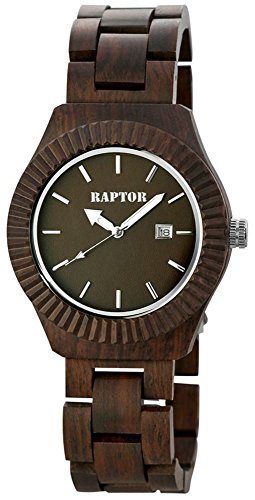 Raptor Unisex Holzuhr mit Edelstahl Faltschliesse Armbanduhr 298197500004