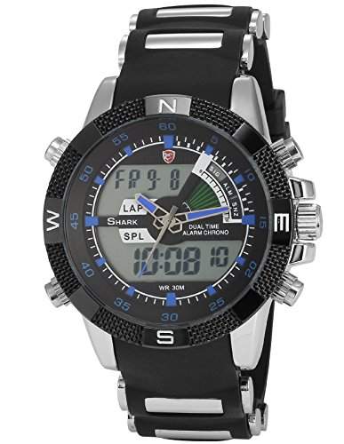 Shark Dual LCD Digital Armbanduhr Herrenuhr Quarzuhr Sportuhr Datum Uhr Watch SH044