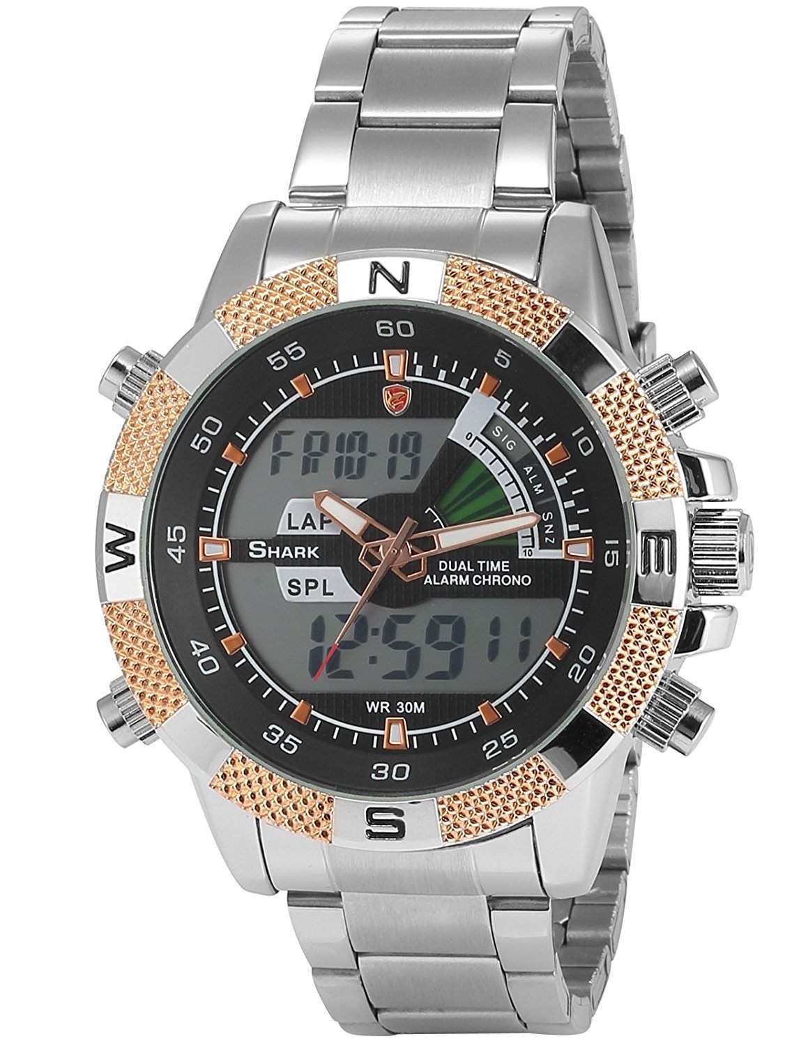 Shark Dual LCD Digital Armbanduhr Herrenuhr Quarzuhr Sportuhr Datum Uhr Watch SH051
